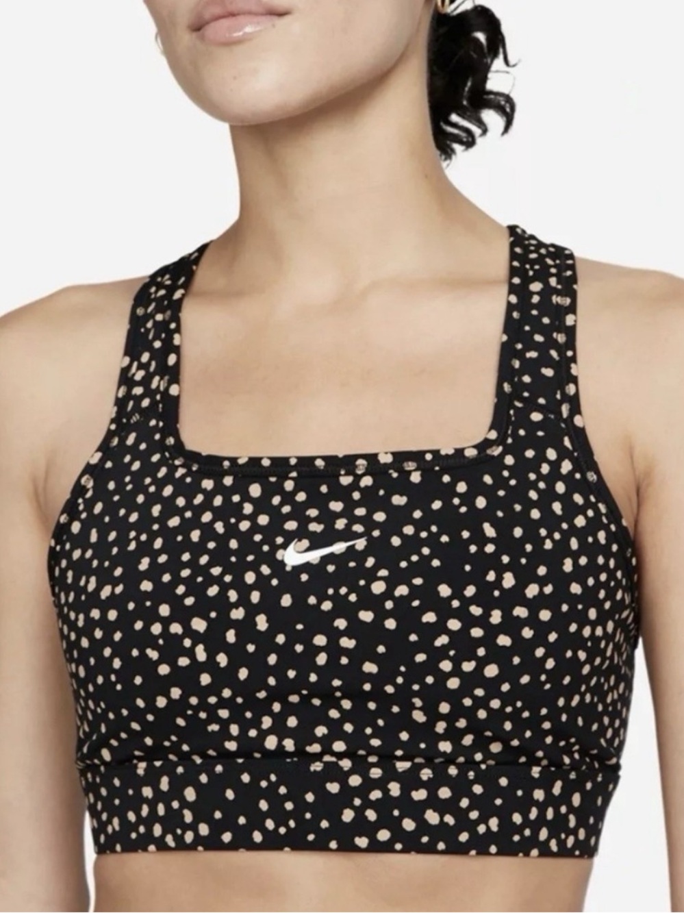 Nike Black Sports Bra with Beige Dot Print Racerback